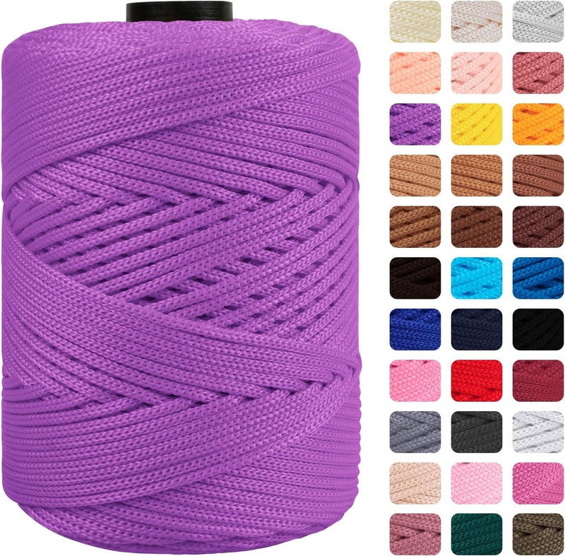 CAMAL Polypropylene Cord 3mm 185 Yards Colorful Polyester Yarn Handmade Knitting Thread Macrame Cord 3mm for Crochet Bags, DIY Crafts, Plant Hangers, Making Macrame Project(Light Purple) - Image 1